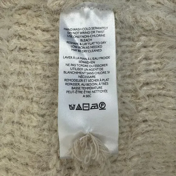 Anthropologie Cream Shaggy Sweater Vest size 1X/2X snap button closure 25% wool - Picture 14 of 16